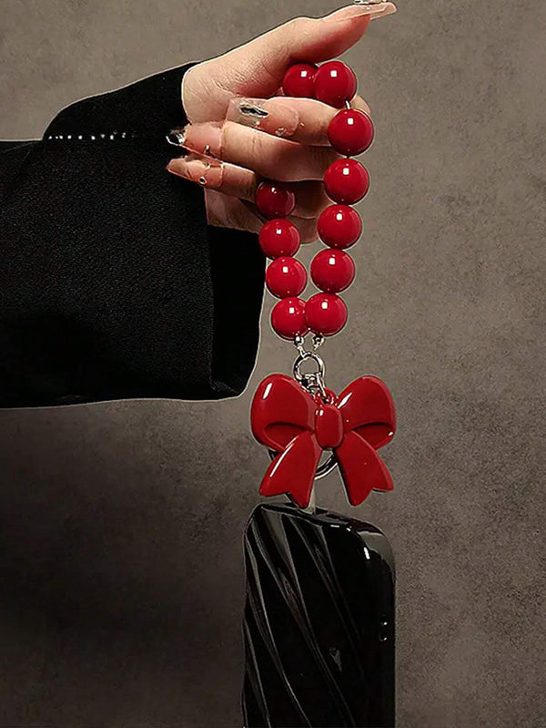 SHEIN 1pc Red Bow Knot Phone Hanging Ornament & Keychain
