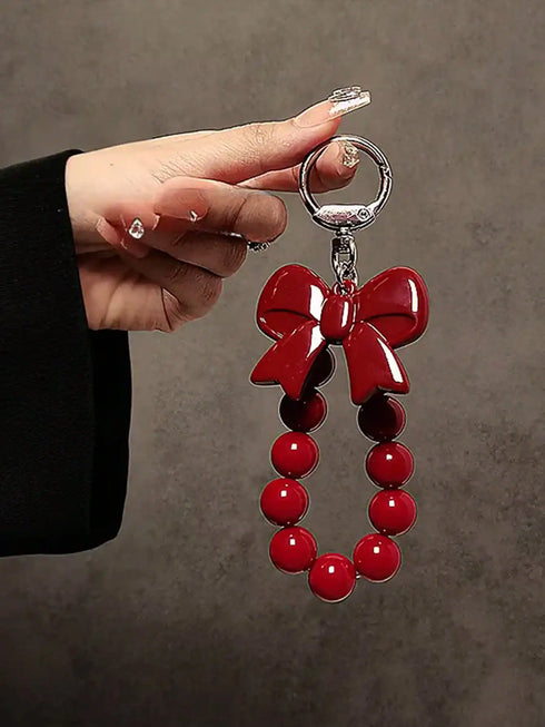 SHEIN 1pc Red Bow Knot Phone Hanging Ornament & Keychain