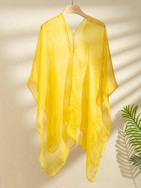 1pc Soft Chiffon Solid Color Women's Sun Protection