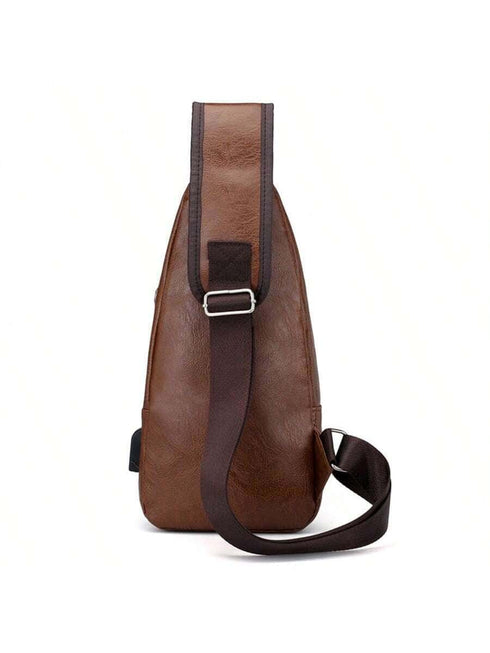 SHEIN 1pc Brown Pu Leather Leisure & Fashionable One Shoulder Backpack