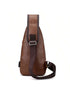 SHEIN 1pc Brown Pu Leather Leisure & Fashionable One Shoulder Backpack