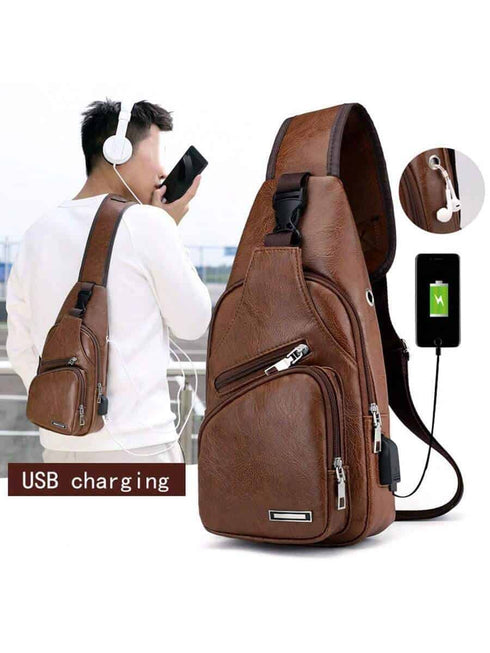 SHEIN 1pc Brown Pu Leather Leisure & Fashionable One Shoulder Backpack