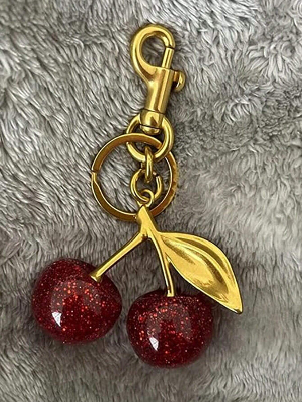 SHEIN 1pc Chic Cherry Keychain With Sparkling Resin Pendant
