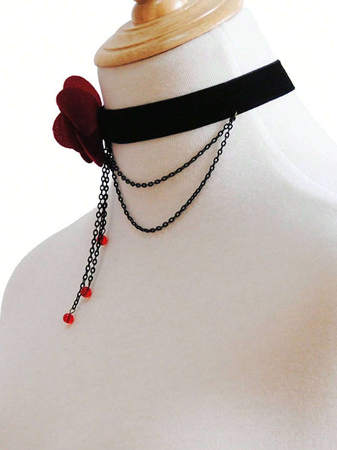 SHEIN Cross-Border Style Flower & Chain Decor Necklace