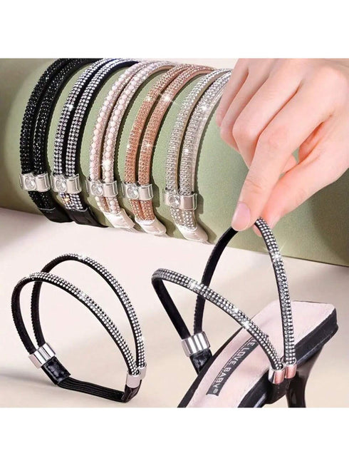 SHEIN 1pc Elegant Satin Rhinestone Shoelace Set