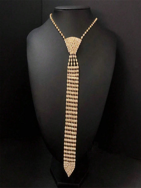 SHEIN Fashion Elegant Crystal Bowtie Necklace