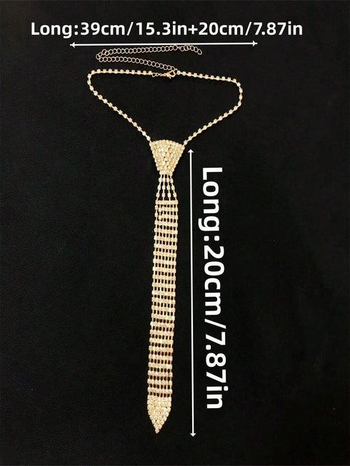 SHEIN Fashion Elegant Crystal Bowtie Necklace