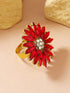 SHEIN Fashion Vintage Sunflower Rhinestone Adjustable Open Ring