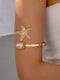 SHEIN Fashionable Asymmetric Pearl & Starfish Openwork Bracelet