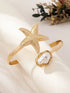 SHEIN Fashionable Asymmetric Pearl & Starfish Openwork Bracelet