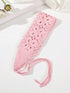 SHEIN 1pc Floral Hollow Knitted Headband, Minimalist (Pink)