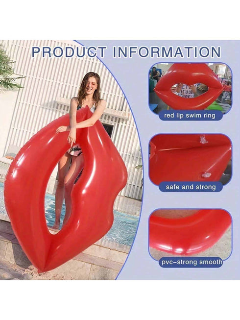 SHEIN 1pc Giant Red Lips Inflatable Swimming Ring