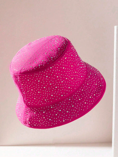 SHEIN 1pc Handmade Sparkling Fashion Sun Protection Hat (Pink)