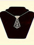 SHEIN Luxury Geometric Elegant Rhinestone Inlaid Tie Long Necklace