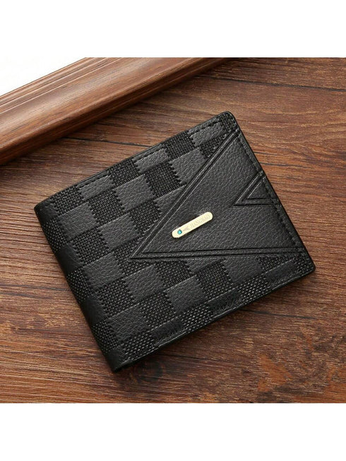 SHEIN 1pc Men's Short Wallet, Business Card Holder, Young Luxury Multi Slot Purse (BLACK)