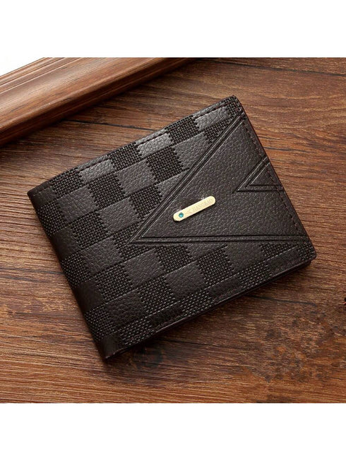 SHEIN 1pc Men's Short Wallet, Business Card Holder, Young Luxury Multi Slot Purse (Dark Brown)