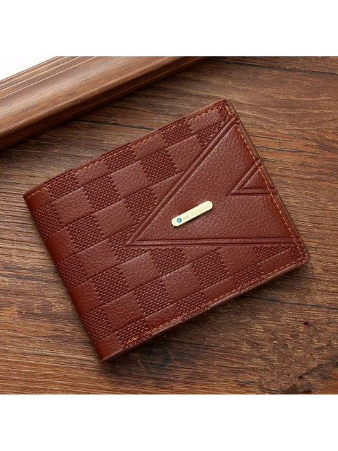 SHEIN 1pc Men's Short Wallet, Business Card Holder, Young Luxury Multi Slot Purse (Brown)