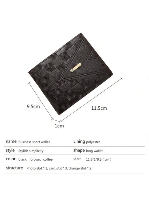 SHEIN 1pc Men's Short Wallet, Business Card Holder, Young Luxury Multi Slot Purse (BLACK)