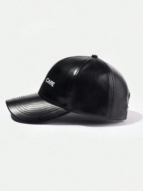 SHEIN Minimalist Leather "I DON'T CARE" Embroidered Unisex Baseball Cap