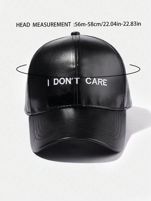 SHEIN Minimalist Leather "I DON'T CARE" Embroidered Unisex Baseball Cap