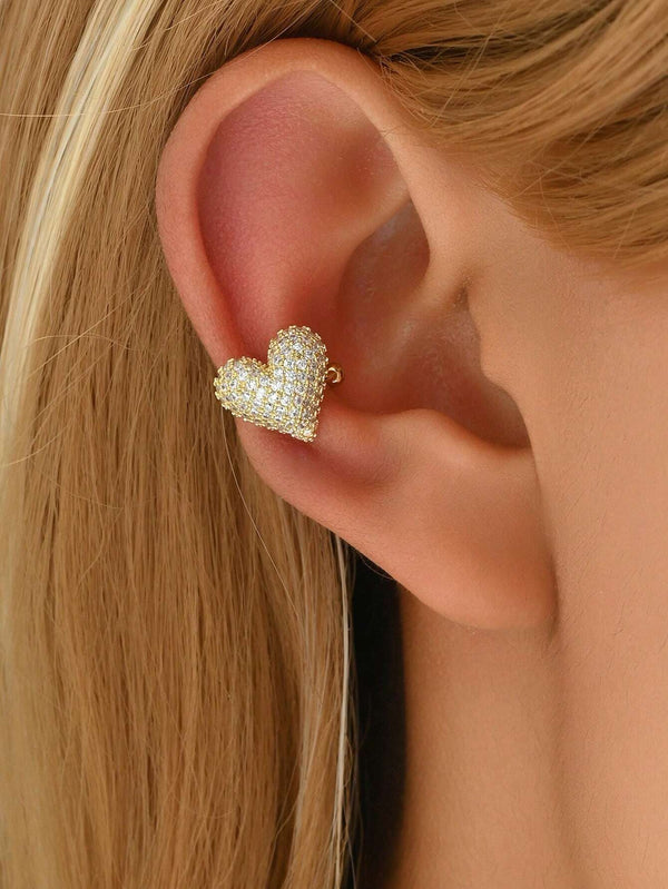 SHEIN 1pc Minimalist Style Zirconia Heart