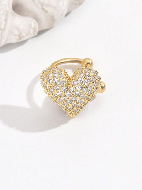 SHEIN 1pc Minimalist Style Zirconia Heart