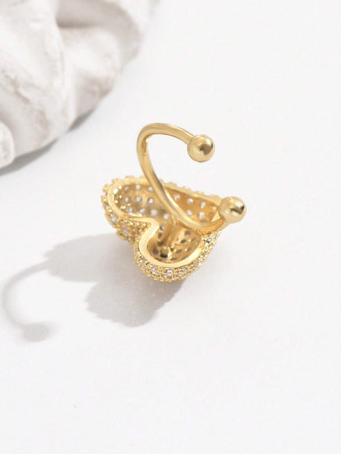 SHEIN 1pc Minimalist Style Zirconia Heart