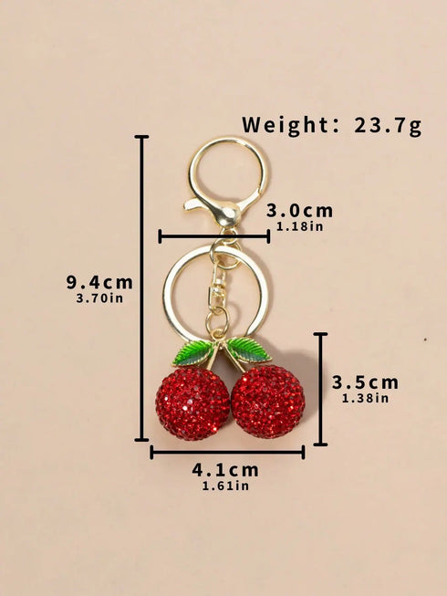 SHEIN 1pc Personalized Rhinestone Cherry Metal Vintage Fruit