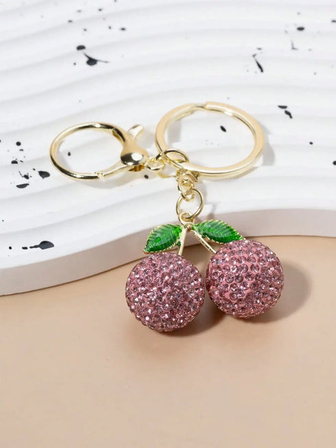 SHEIN 1pc Personalized Rhinestone Cherry Metal Vintage Fruit