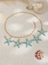 SHEIN Retro Bohemian & Ocean Style Gold Metal Starfish Decor Waist