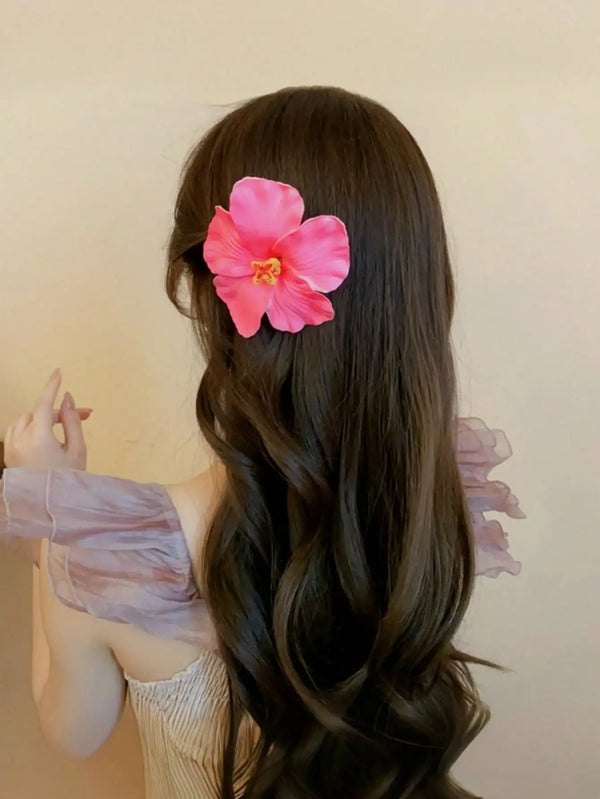 SHEIN 1pc Stereoscopic Adonis Flower Design Hair Clip, Elegant & Side Hairpin For Women (Pink)