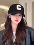 SHEIN Unisex Solid Color Letter C Embroidered Fleece Warm Baseball Cap