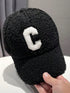 SHEIN Unisex Solid Color Letter C Embroidered Fleece Warm Baseball Cap