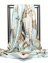 SHEIN 1pc Women Bandana Light Blue Printed 90cm Square Scarf, Casual Headwrap