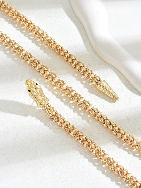 SHEIN Retro Punk Style Snake Wrap Around Earrings Necklace Set