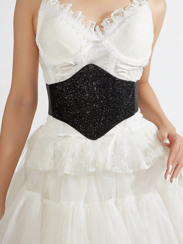 SHEIN Elegant Party Decorative Elastic Waist Buckle Corset