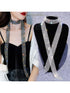 SHEIN Exaggerated Sparkly Multi-Row Water Drop Rhinestone Tassel Collar Necklace