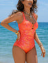 SHEIN 1pc Women's Solid Color Minimalist Casual Beach Holiday One-Piece Swimsuit Vacation Summer Pink