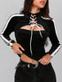 SHEIN Women's Fashion Comfortable Versatile Black & White Top