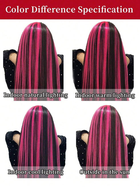 SHEIN 5 PCS Red Colored Clip In Hair Extensions 20 Inch