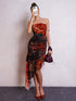 SHEIN Clasi Vintage Printed Leopard Pattern Ruffle Hem Dress