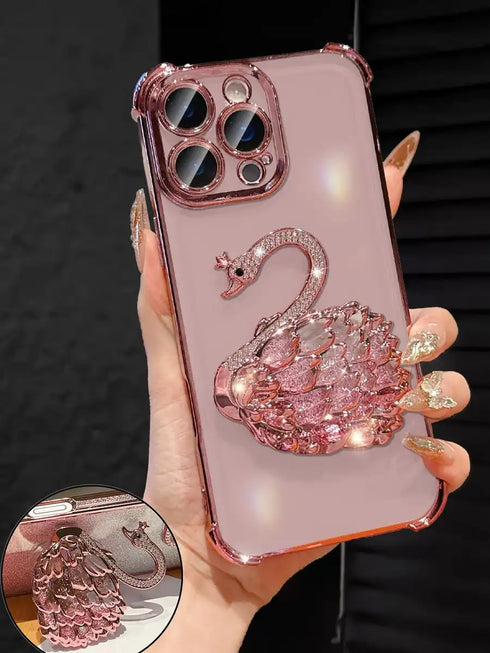 SHEIN Luxury Electroplated Clear Pink Phone Case