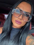 SHEIN Fashionable Retro Oversized Exquisite Metal Frame Legs Women's Fashion Glasses