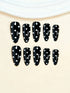SHEIN 24pcs Almond Shaped Black & White Polka Dot Pattern Nail Stickers, Elegant Daily Fashion, Black Base With White Dots, Full Coverage Fake Nails, Includes 1 Sheet Of Adhesive And 1 Mini Nail File, Random Delivery