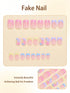SHEIN 24pcs Disposable Rectangular Fake Nails, Cute Blue Pink Yellow French Style Pink Flower Elegant Pink Blue Yellow Orange Flower