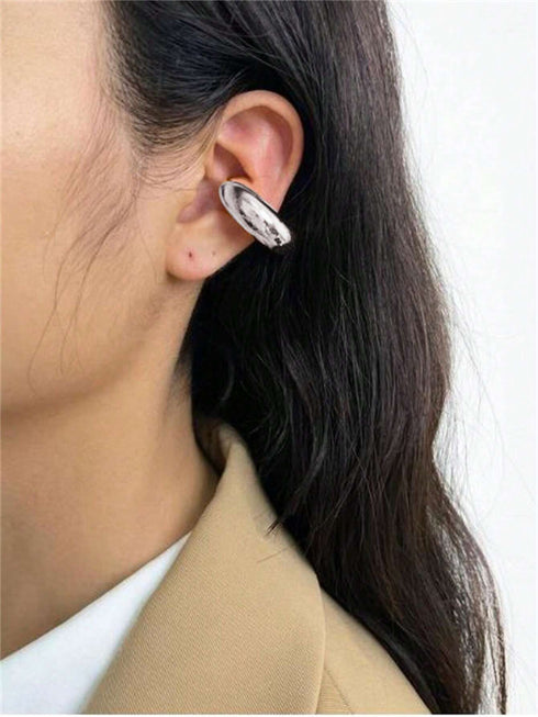 أقراط شي إن، زوجان، عصرية وأنيقة، على شكل حرف C، مصنوعة من الفولاذ المقاوم للصدأ المصقول، بتصميم حلقي سميك قابل للتثبيت.