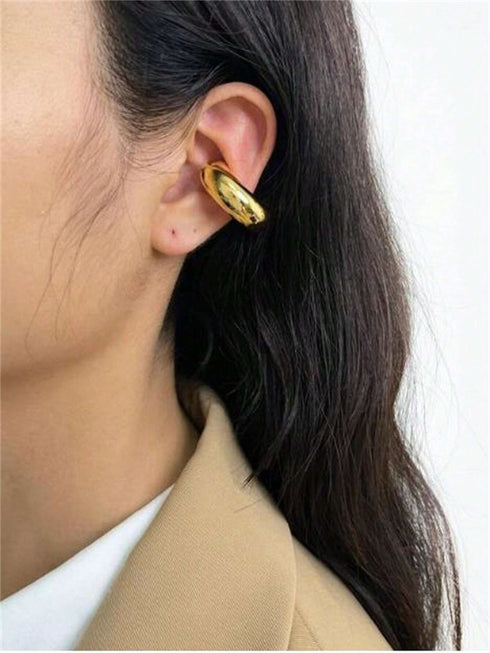 SHEIN 2pairs Fashionable Stainless Steel C Clip Earrings