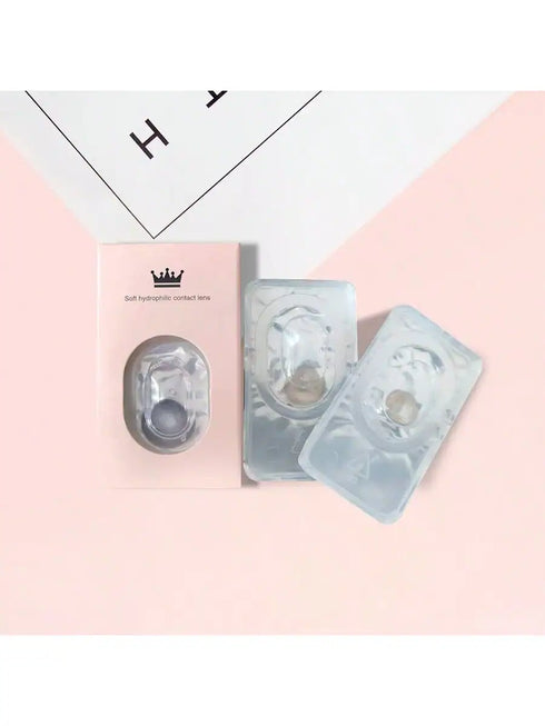SHEIN 2pcs Grey-Brown Color Cosmetic Soft Contact Lenses, Annual Disposable Beauty Soft Contact Lens