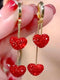 SHEIN Luxury Metal Studded Heart Shaped Dangle Earrings