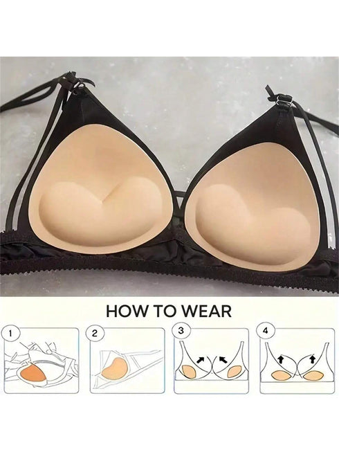 SHEIN 2pcs/Set Elegant Reusable Soft Padded Bra Cups, For Bikini Tops And Beach Wear
